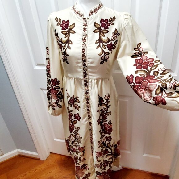 NWT FARM RIO Boho Maxi Dress Cream Floral Cottagecore Small - Picture 2 of 16